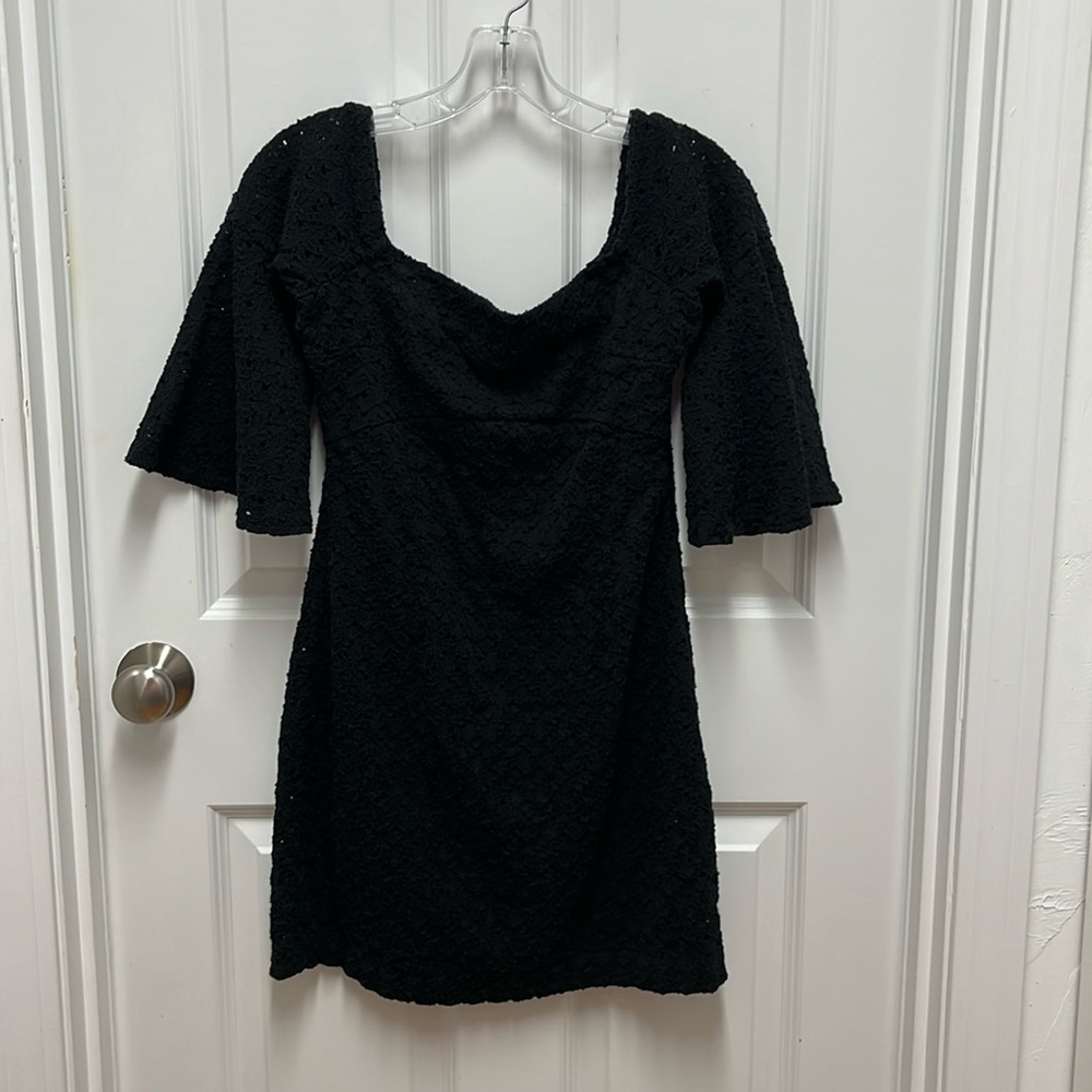 Free People Sophia Black Eyelet Off The Shoulder Boho Mini Dress